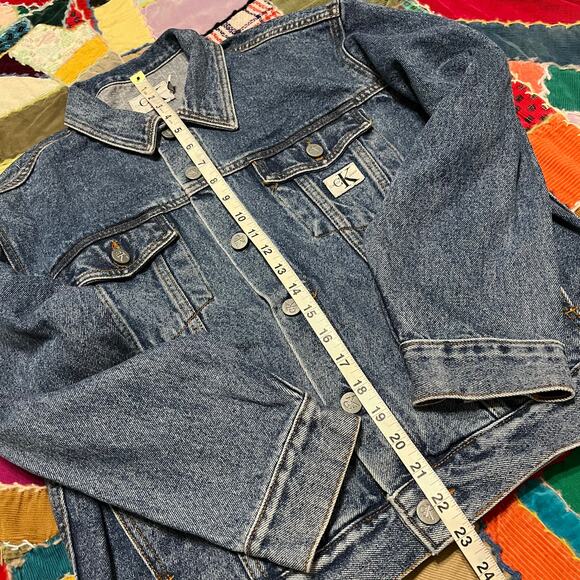 Vintage Calvin Klein Medium Washed Denim Trucker Jacket Large - Picture 4 of 6